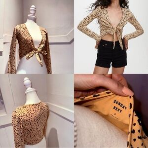 Aritzia Sunday Best Tie-Front Leopard Top – Size Small
